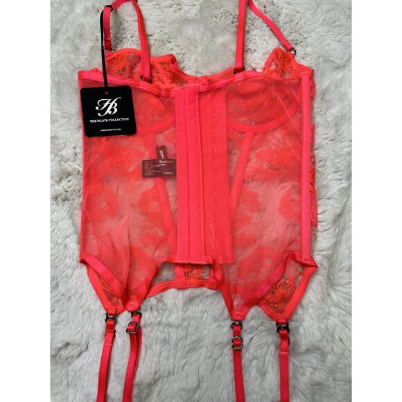 Honey Birdette MARIVIE🌸🩷 Neon Pink Floral Lace Bustier 32C - Picture 5 of 5